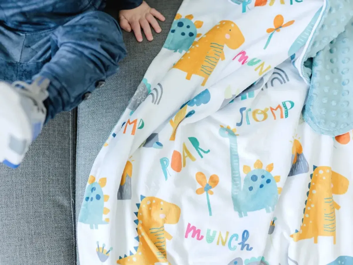 Honey Lemonade - Premium Baby & Toddler Minky Blanket (Dinoland Blue)