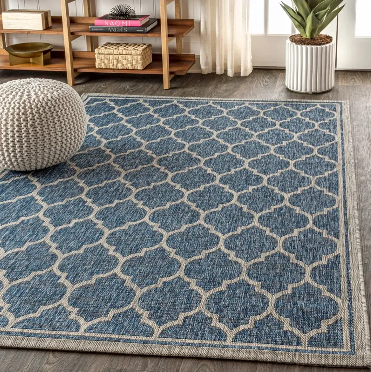 Trebol Moroccan Trellis Textured Weave Indoor/Outdoor Area Rug