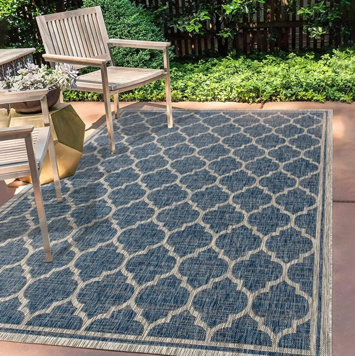 Trebol Moroccan Trellis Textured Weave Indoor/Outdoor Area Rug