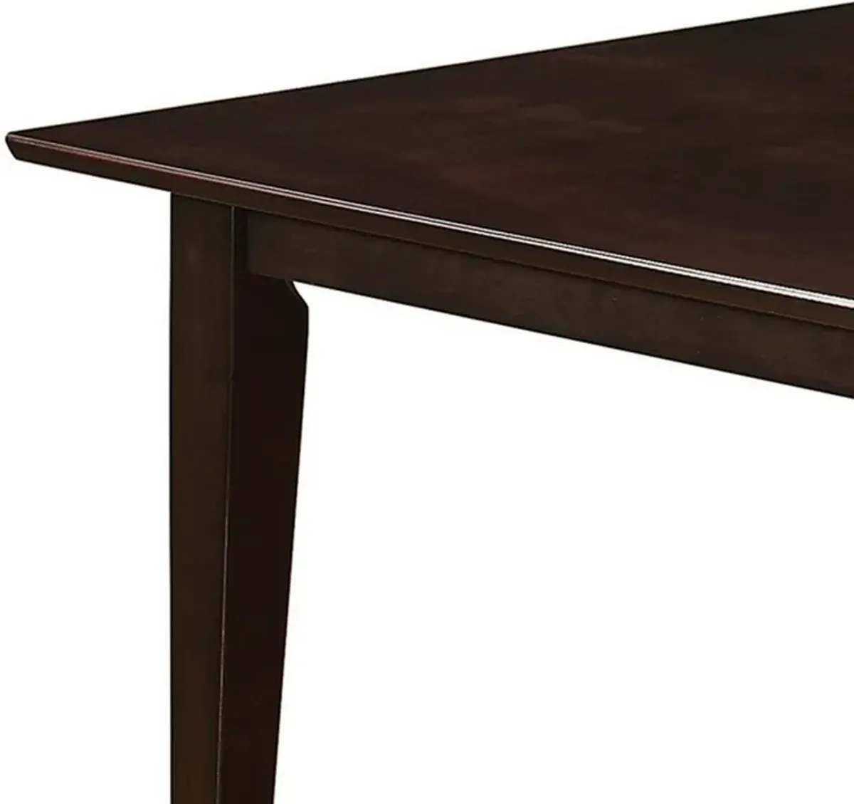 59 Inch Rectangular Dining Table, Tapered Legs, Dark Cappuccino Brown Wood - Benzara