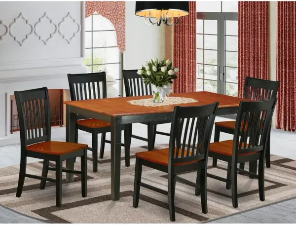East West Furniture Dining Room Set Black & Cherry, NINO7-BCH-W