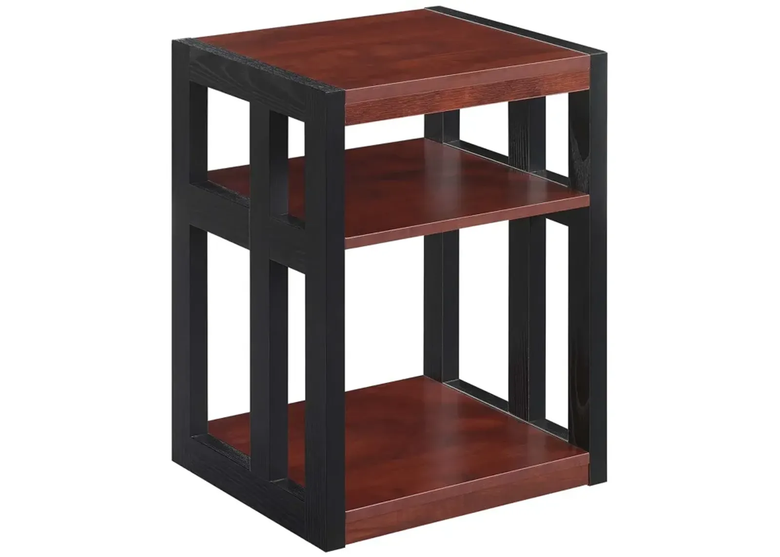 Convenience Concepts Monterey End Table with Shelves, Cherry/Black