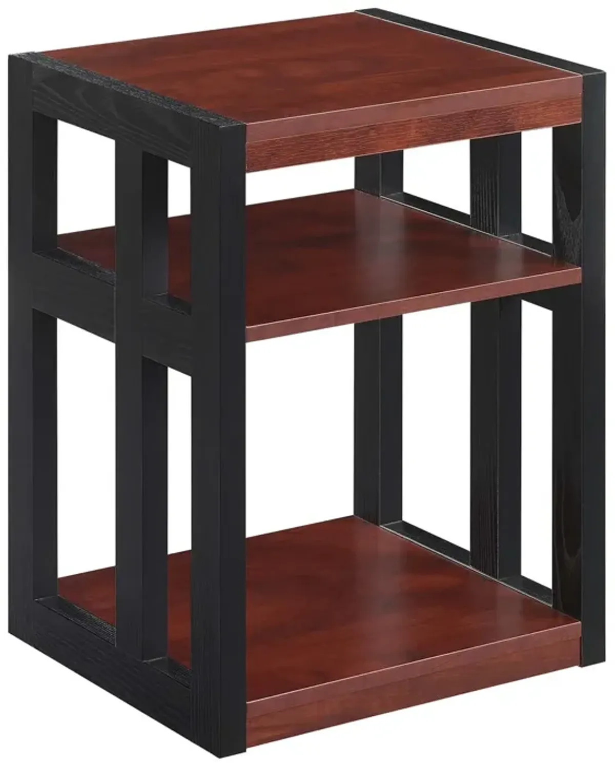 Convenience Concepts Monterey End Table with Shelves, Cherry/Black