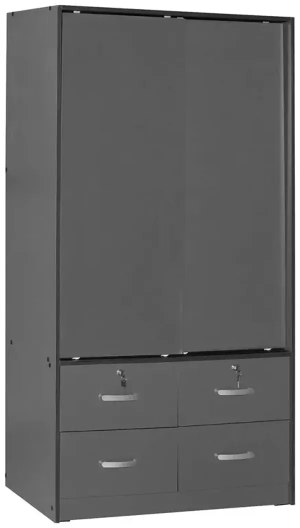 Better Home Products Sarah Modern Wood Double Sliding Door Armoire in Dark Gray