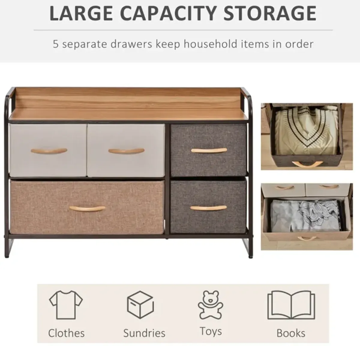 Chester Dresser with Multiple Drawers for Bedroom or Storage Room