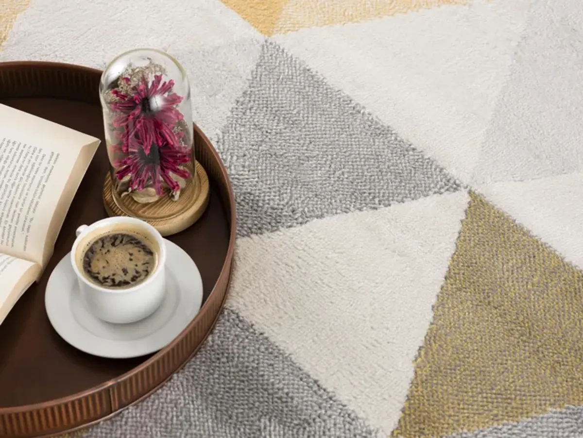 Savannah Geometric Mid-Century Modern Yellow Beige Indoor Area Rug