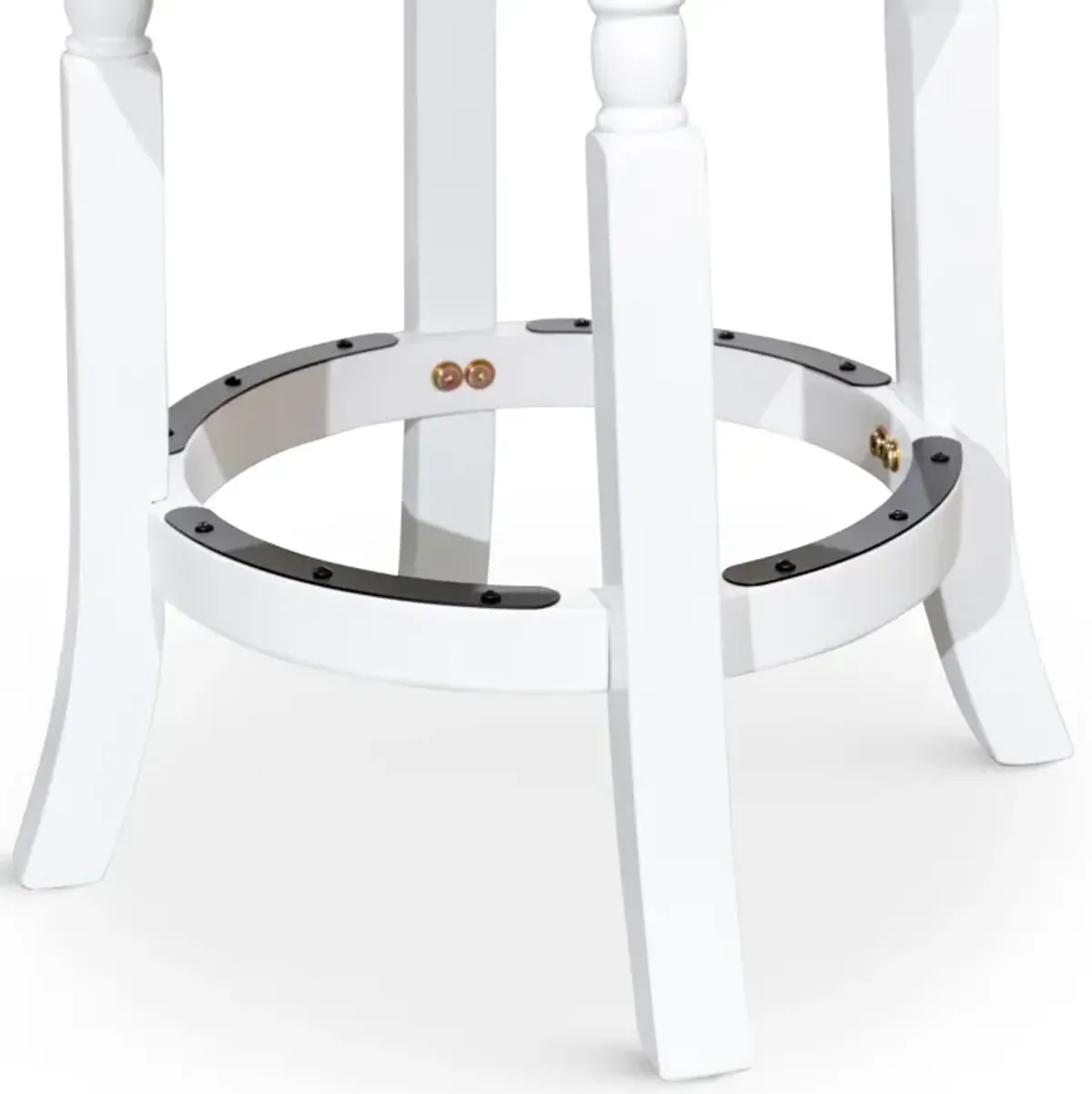 30" Barstool, White Finish, Black Leather Seat