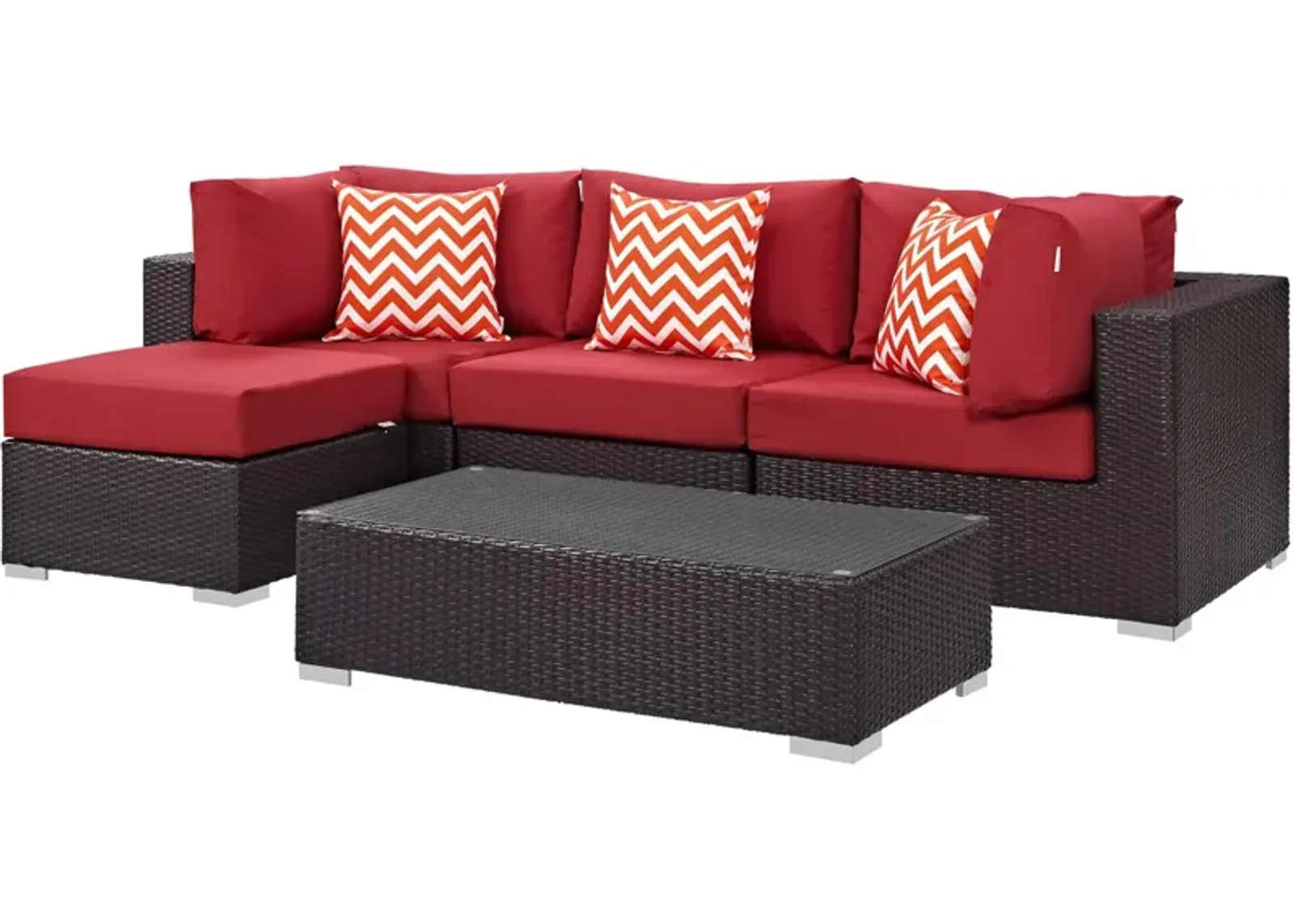 Convene Outdoor Sectional Set - Durable Rattan & Aluminum Frame - Weather-Resistant Cushions - Patio Sofa Set with Ottoman & Coffee Table