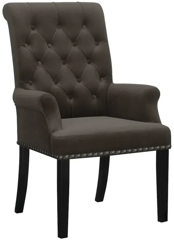 Alana Velvet Upholstered Dining Arm Chair Brown