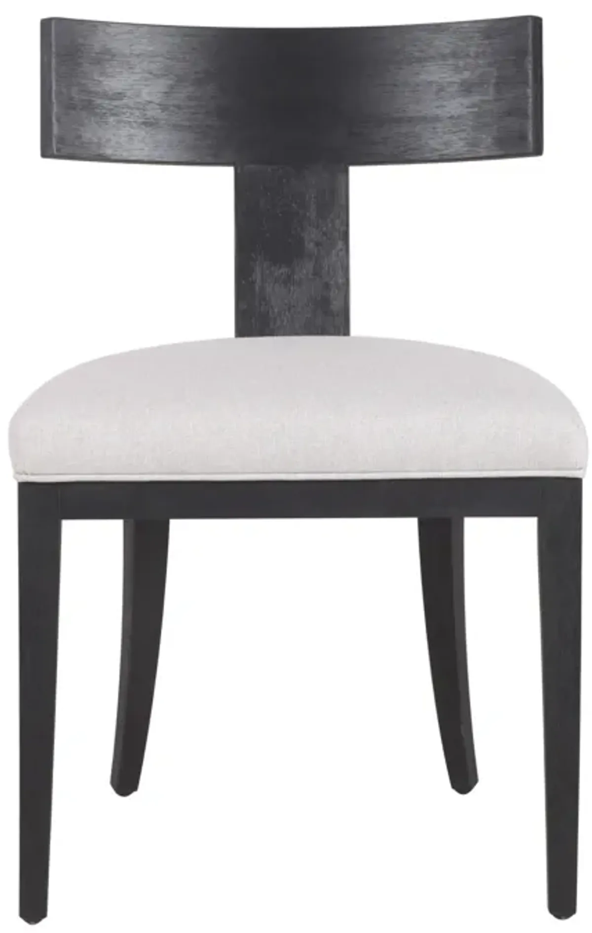 Cid Sten 21 Inch Dining Chair Set of 2, T Shape Back, Beige Linen, Black - Benzara