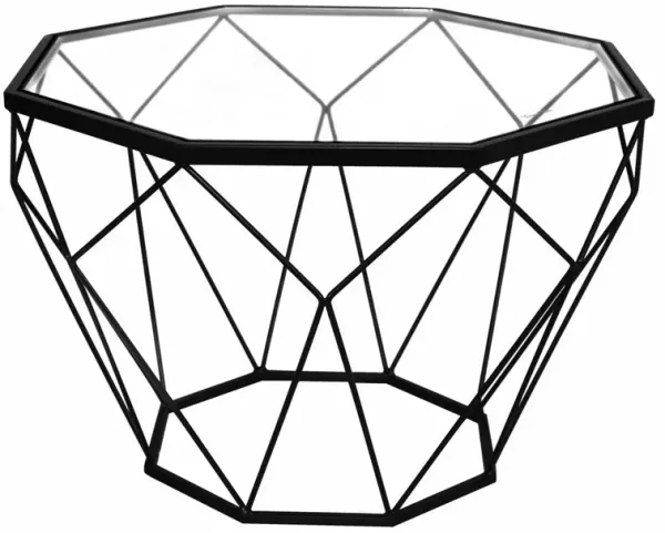 LeisureMod Malibu Modern Octagon Glass Top Coffee Table With Chrome Base