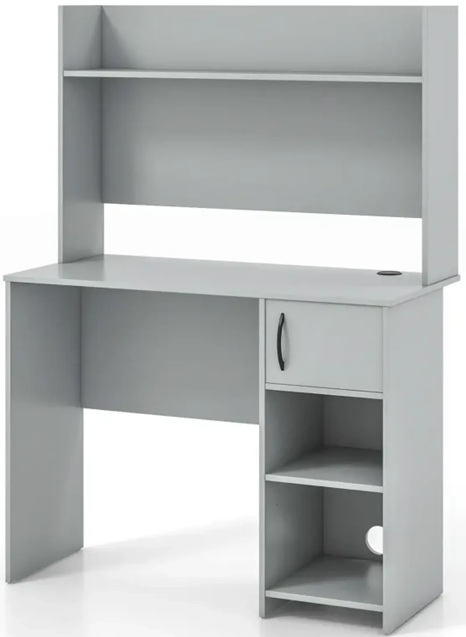 Home Office Desk with Raised Display Shelf and 2 Open Shelves