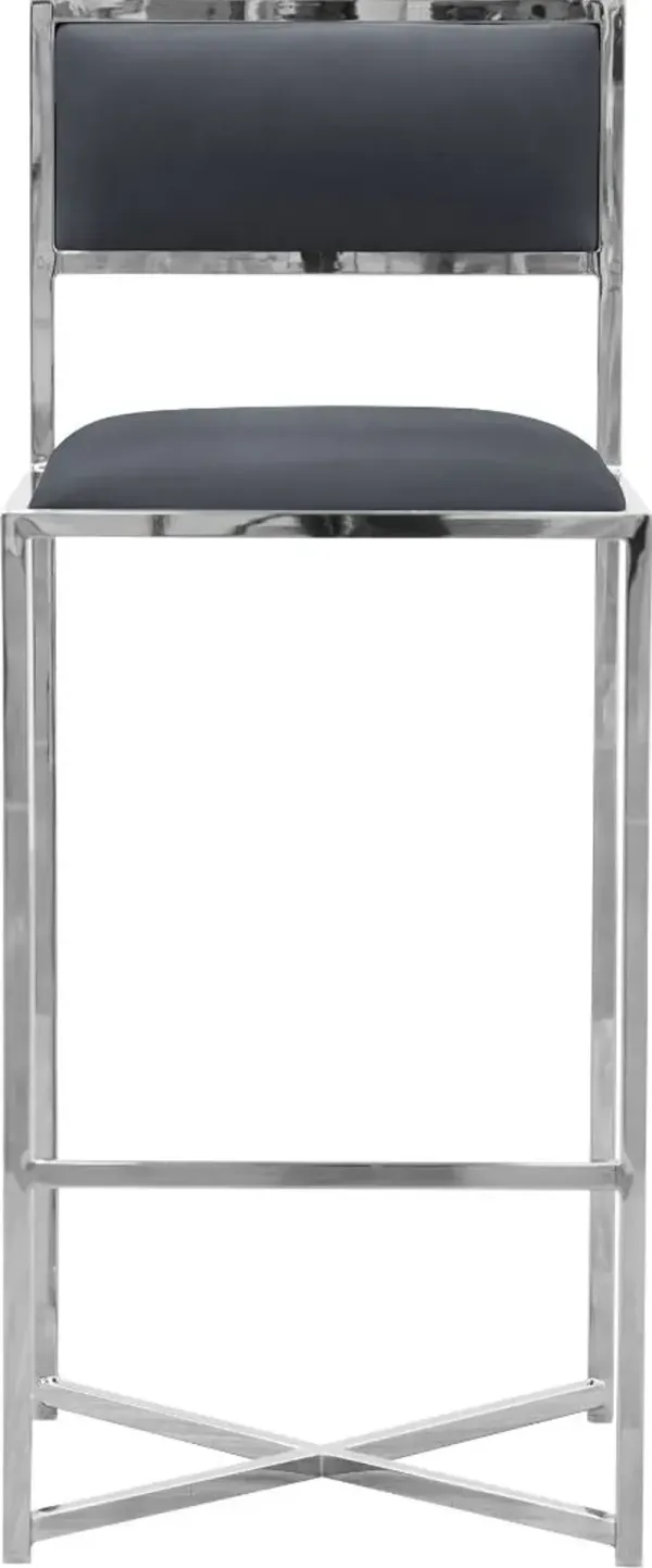 Amalfi X-Base Bar Stool in Cobalt Leather - Set of 2