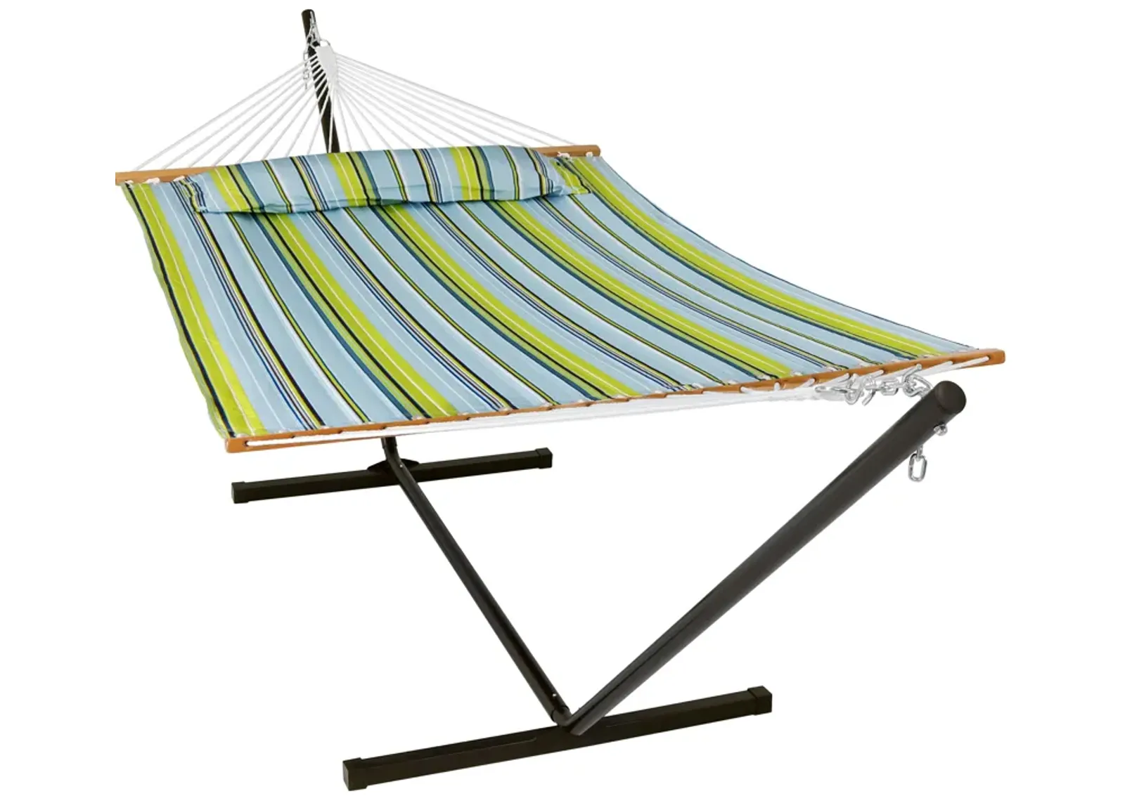 Sunnydaze 2-Person Quilted Fabric Hammock with Steel Stand