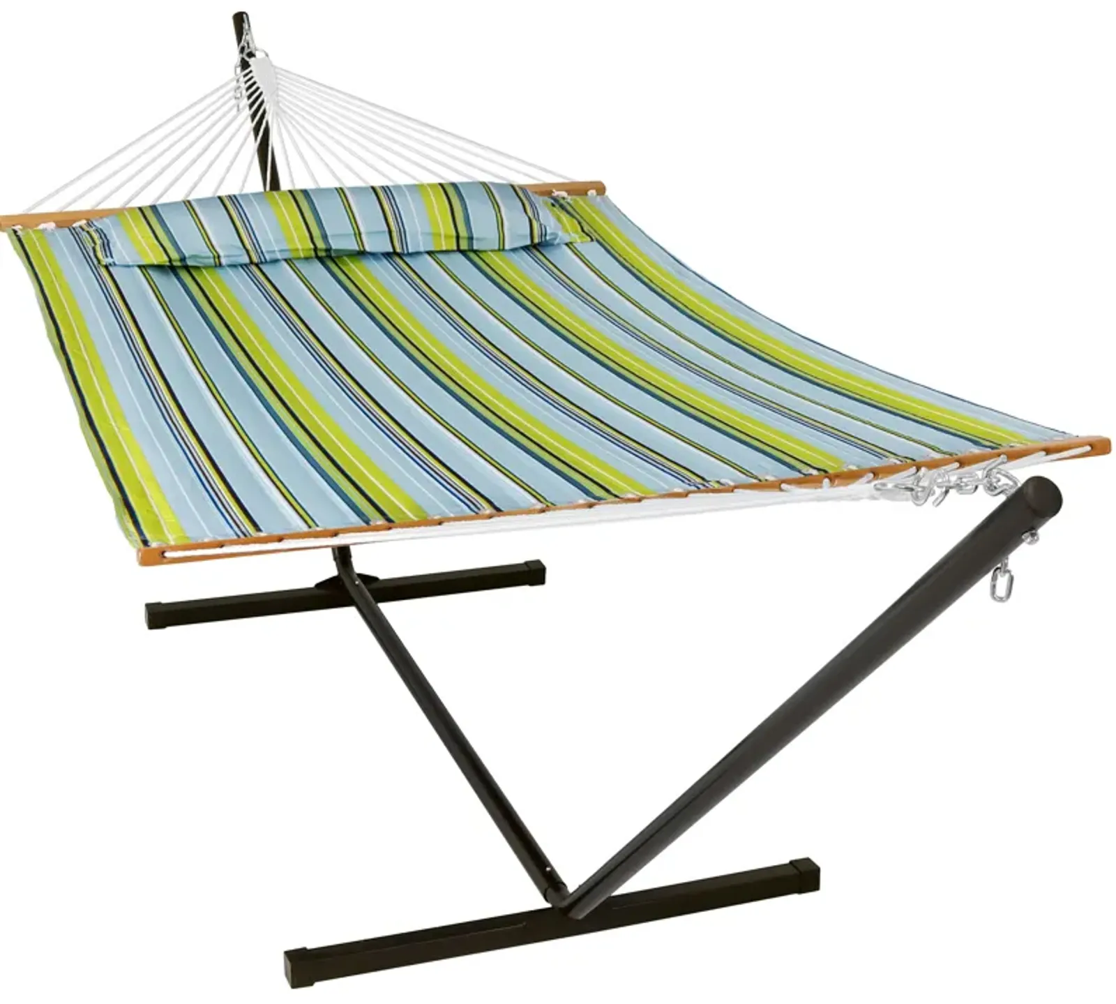 Sunnydaze 2-Person Quilted Fabric Hammock with Steel Stand