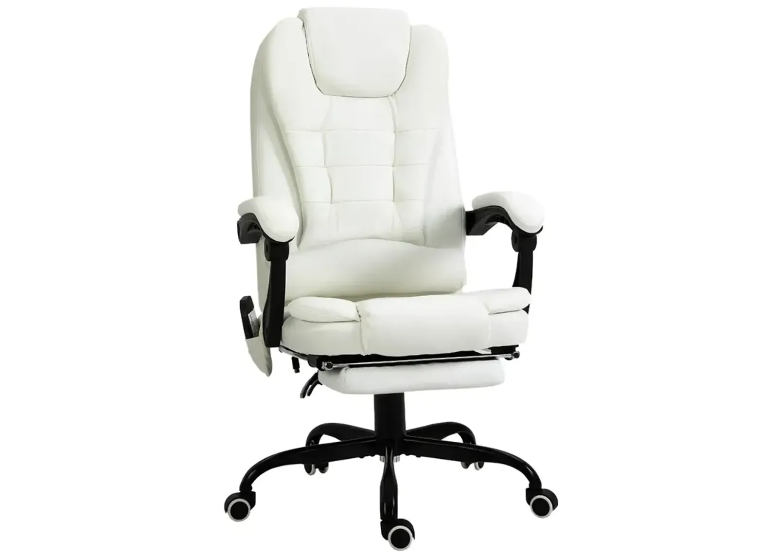 White Ultimate Comfort: Reclining Office Chair with Massage Feature