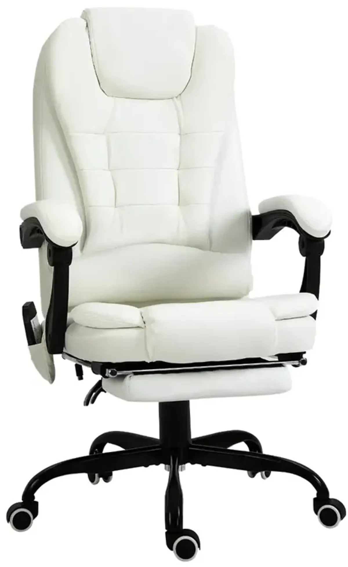 White Ultimate Comfort: Reclining Office Chair with Massage Feature