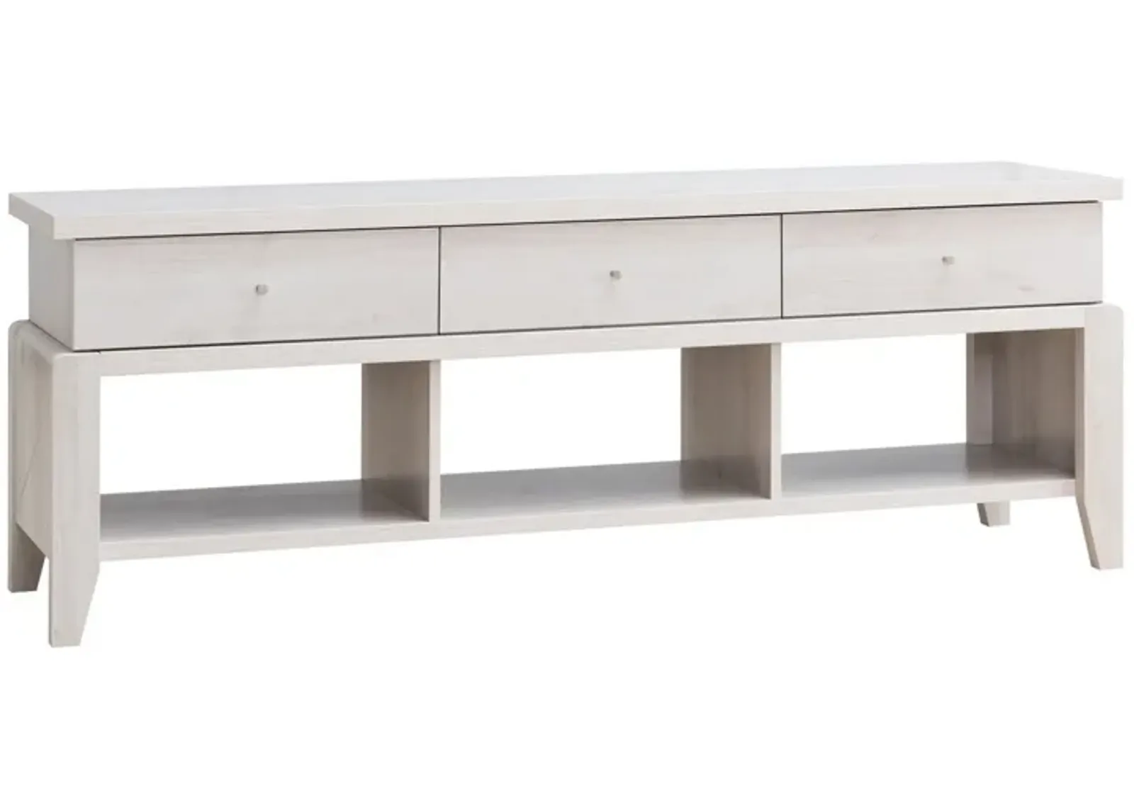 60 Inch Modern TV Media Entertainment Console, 3 Drawers, Wood, White, Oak-Benzara