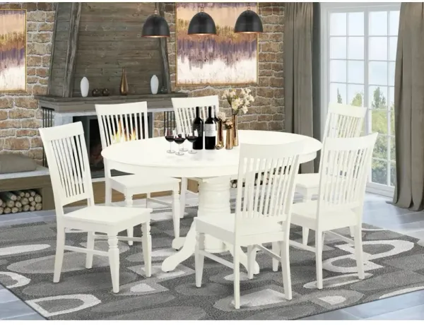 East West Furniture Dining Room Set Linen White, AVWE7-LWH-W
