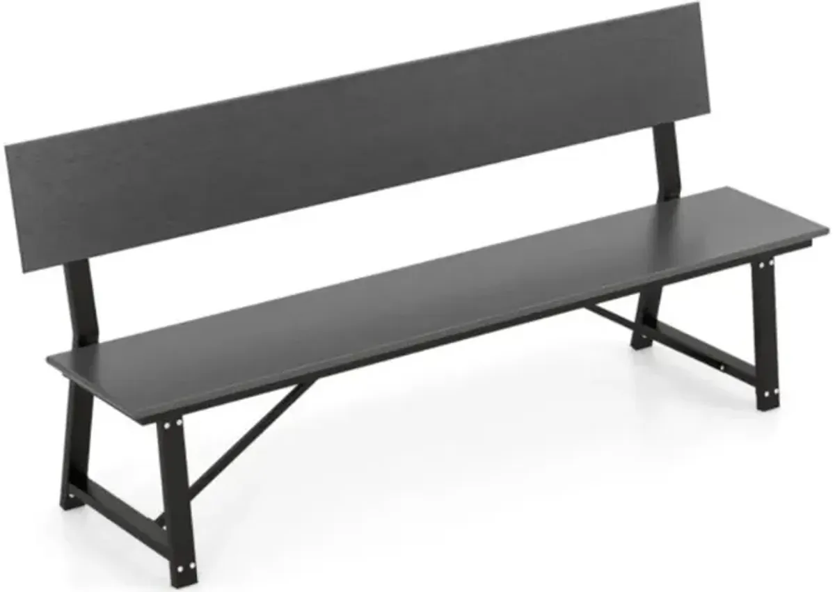 Hivvago 72 Inch Extra Long Bench with All-Weather HDPE Seat & Back for Yard Garden Porch