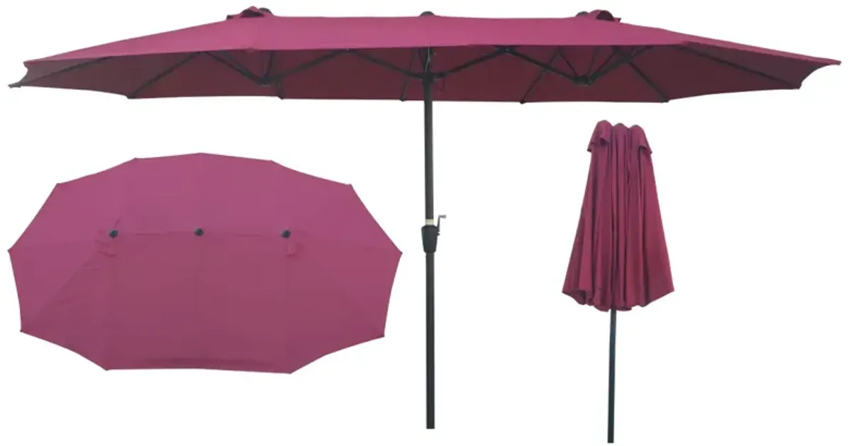 15' X 9' Double-Sided Patio Umbrella Outdoor