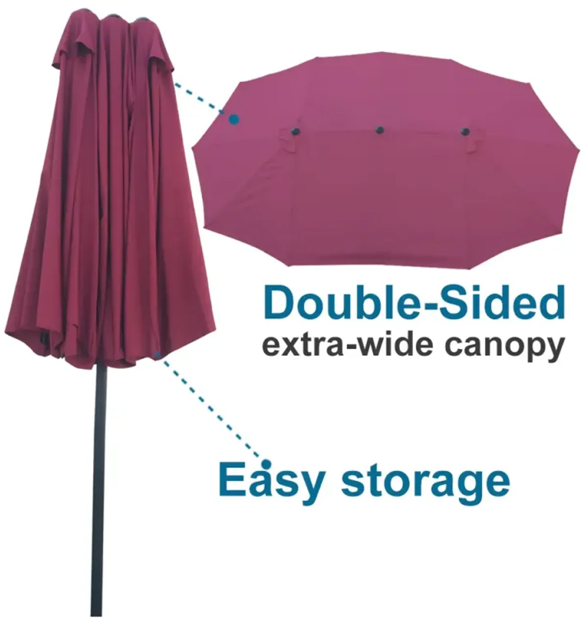 15' X 9' Double-Sided Patio Umbrella Outdoor