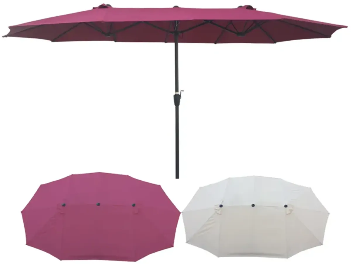 15' X 9' Double-Sided Patio Umbrella Outdoor