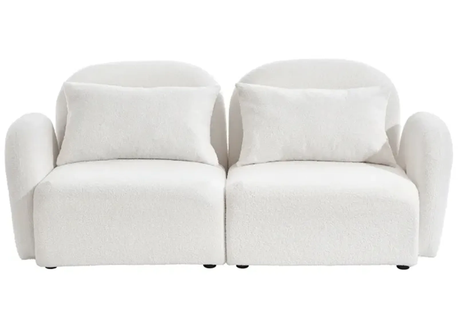 Lazy Sofa Loveseat Teddy Fabric White