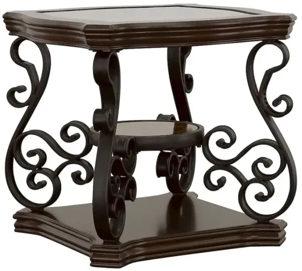 Laney 1-shelf Glass Top Rectangular End Table Deep Merlot