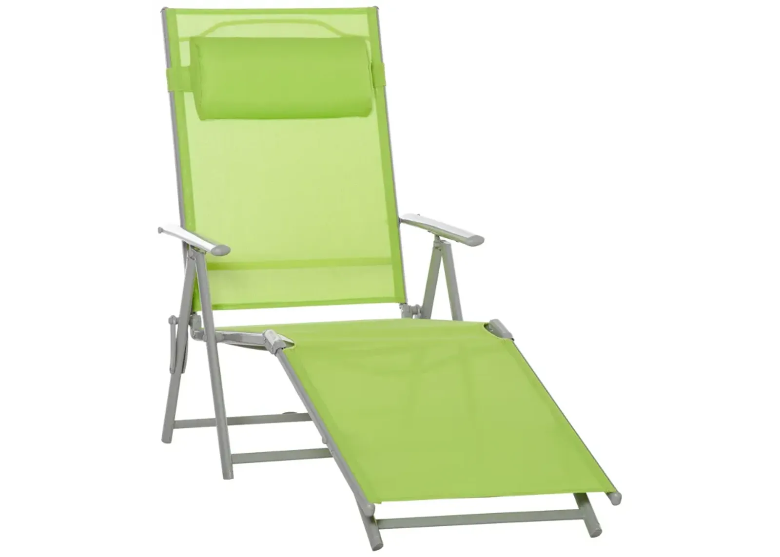 Green Outdoor Comfort: Adjustable Mesh Chaise Portable Recliner