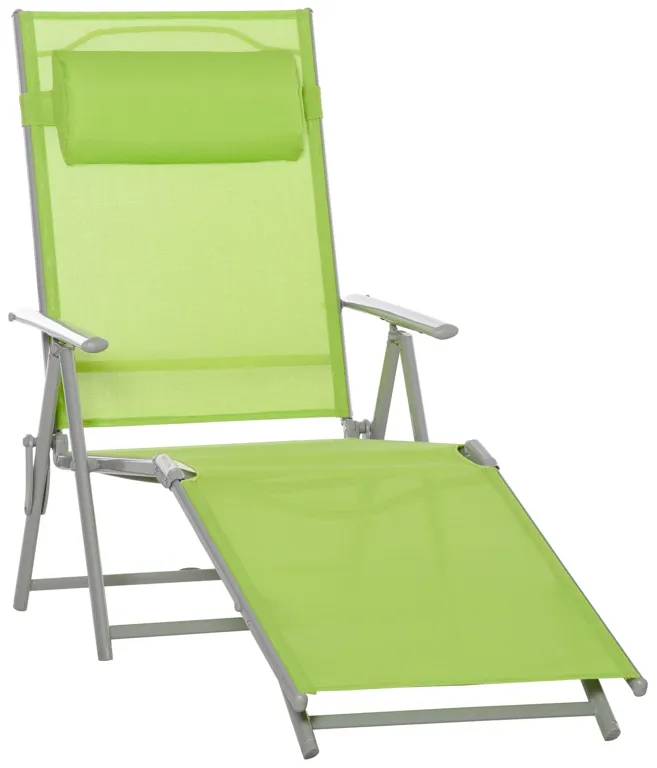 Green Outdoor Comfort: Adjustable Mesh Chaise Portable Recliner