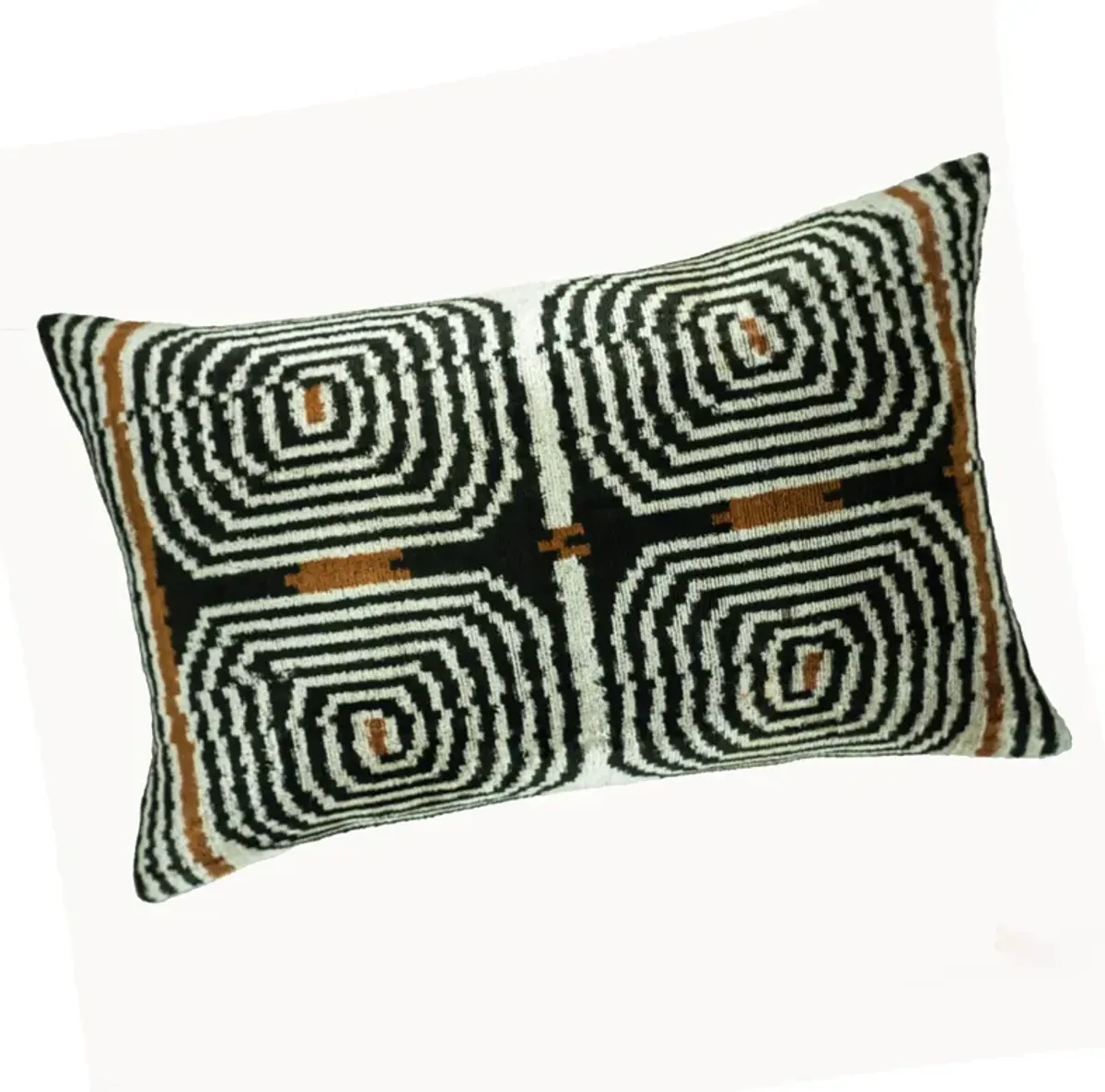 Labyrinth Silk Velvet Ikat Throw Pillow