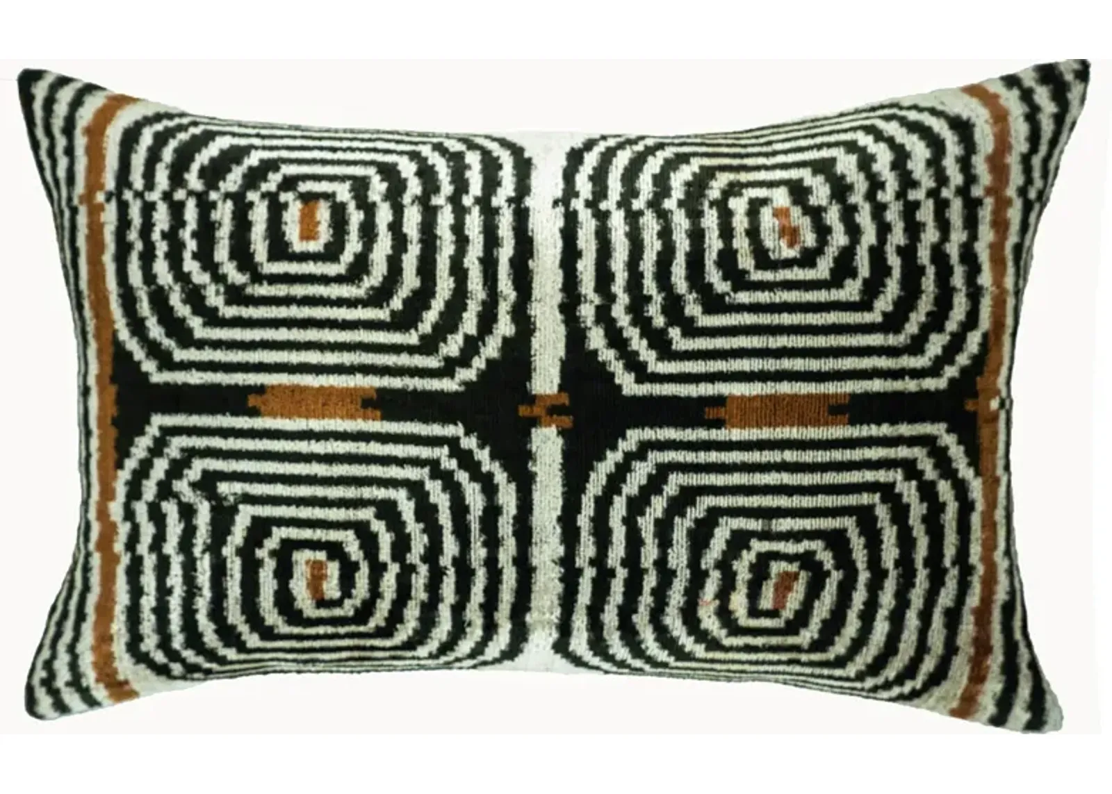 Labyrinth Silk Velvet Ikat Throw Pillow