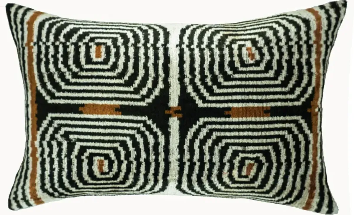 Labyrinth Silk Velvet Ikat Throw Pillow