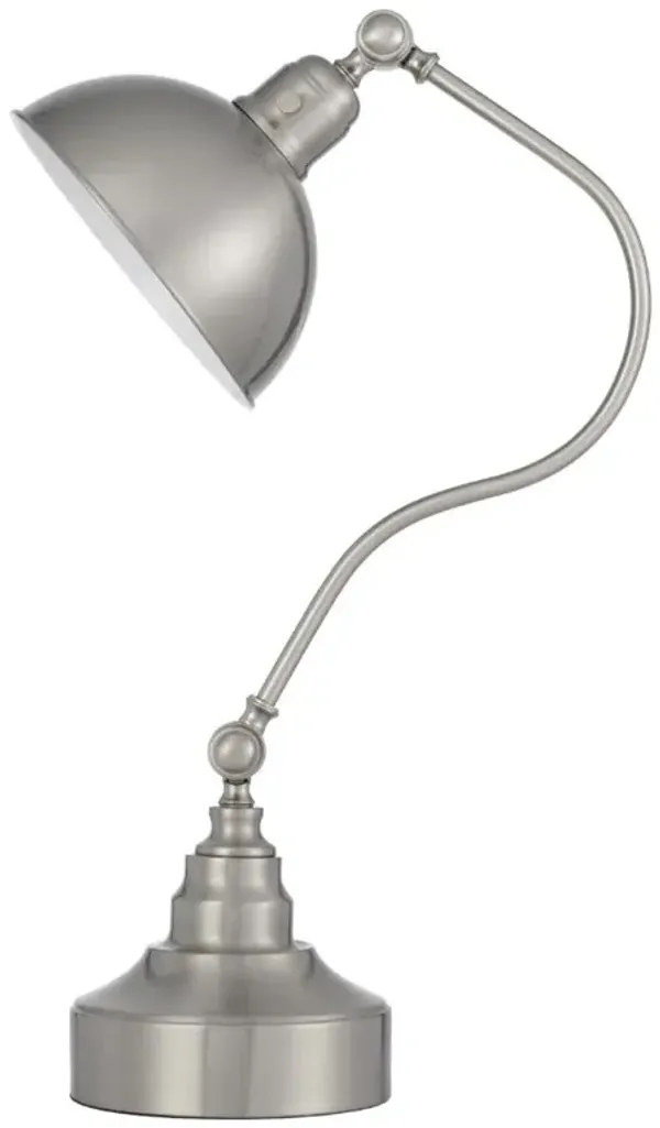 Hivvago 25" Nickel Metal Lantern Desk Table Lamp With Nickel Dome Shade