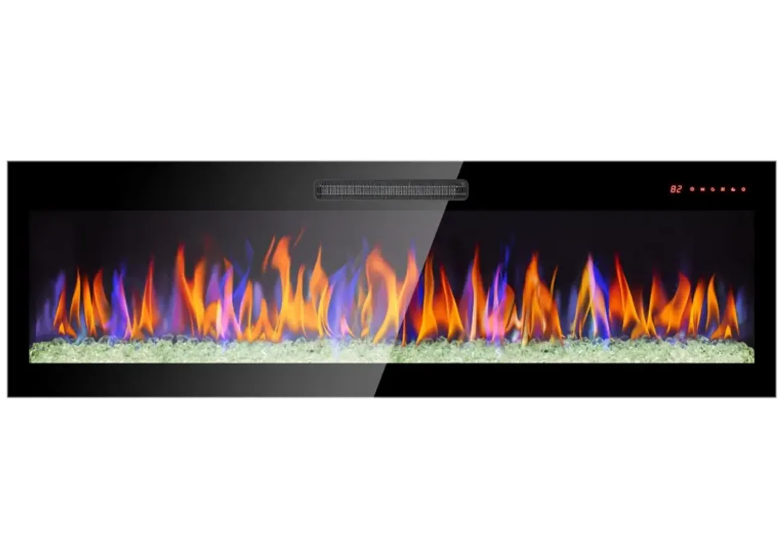 60" Wall-Mounted Electric Fireplace with Remote, LED Light Heater