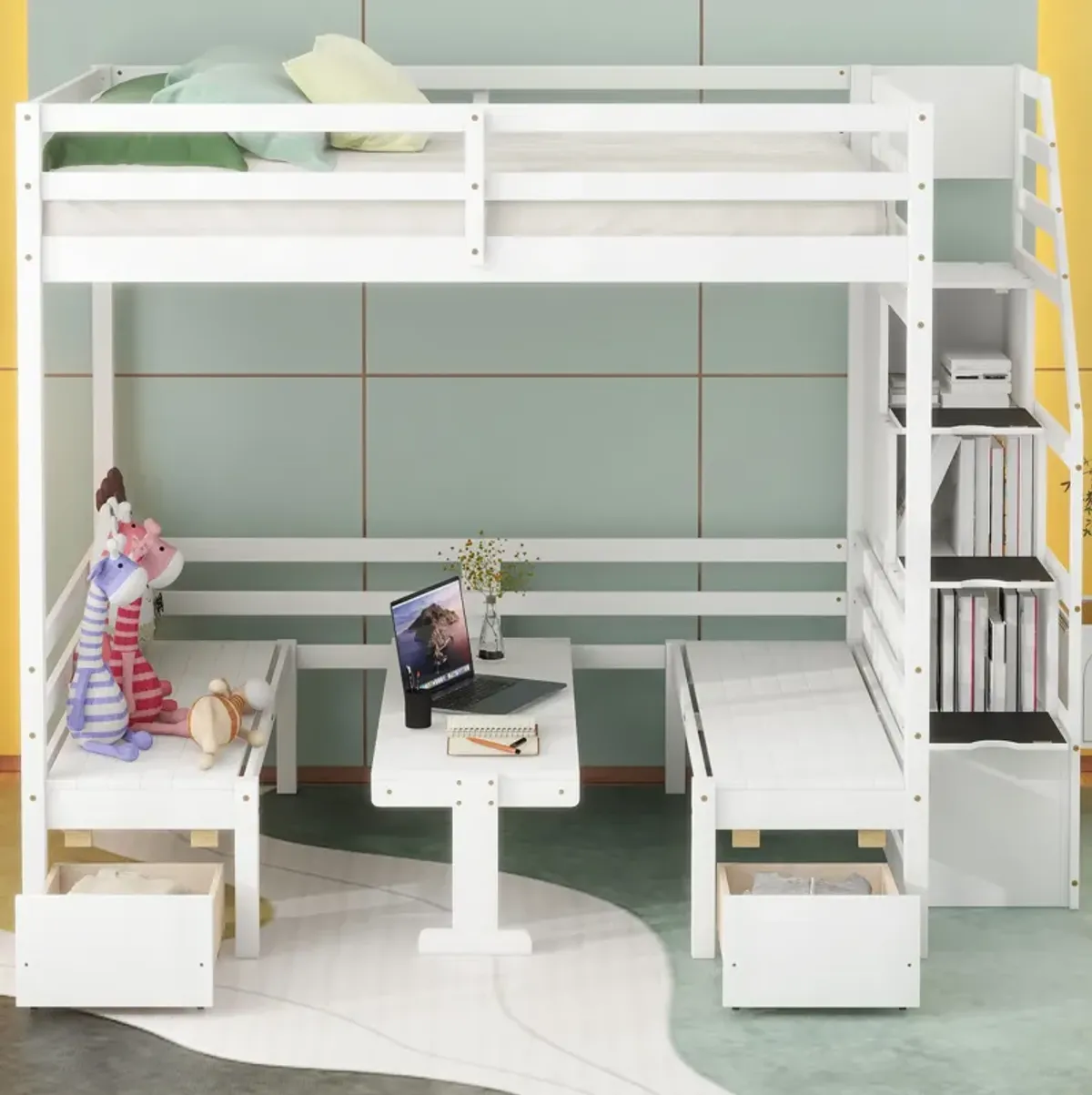 Merax Bunk Beds with Stairs and Storage Drawers Loft Bed