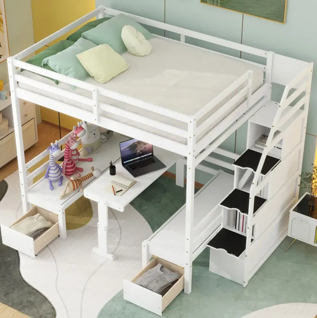 Merax Bunk Beds with Stairs and Storage Drawers Loft Bed