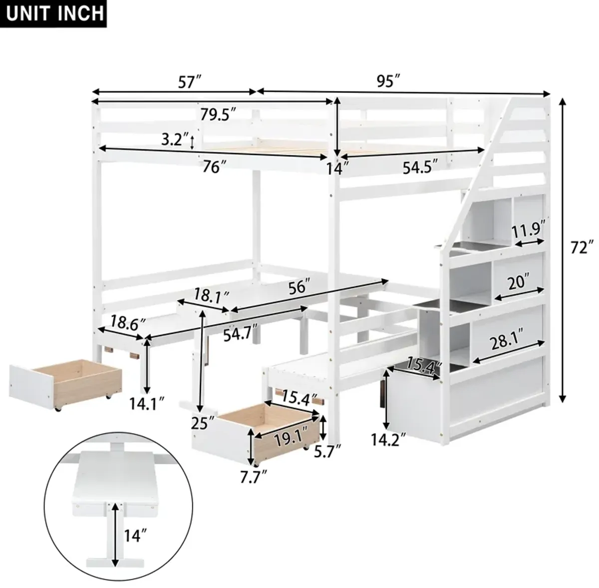 Merax Bunk Beds with Stairs and Storage Drawers Loft Bed