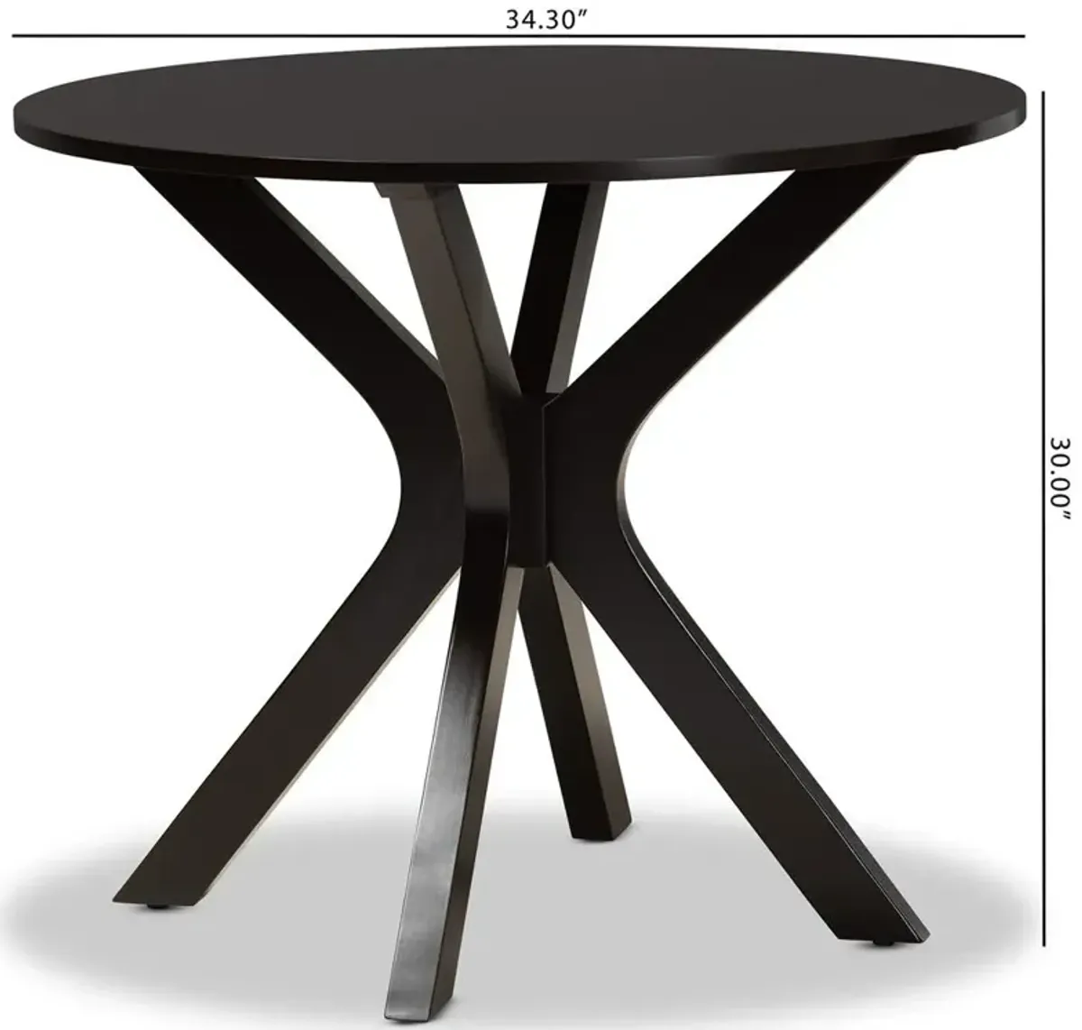 Dark Brown Finished 34-Inch-Wide Round Wood Dining Table