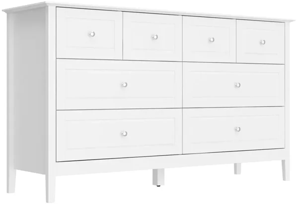 31.5 in. H x 55.1 in. W x 15.7 in. D 8-Drawer White Paint Finish Dresser Chest of Drawers Cabinet