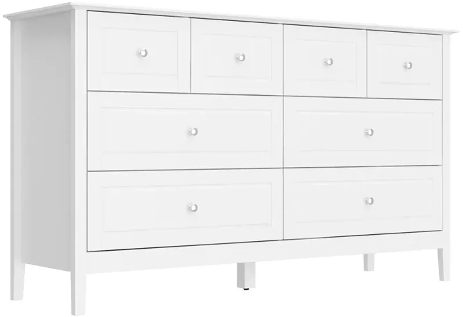 31.5 in. H x 55.1 in. W x 15.7 in. D 8-Drawer White Paint Finish Dresser Chest of Drawers Cabinet