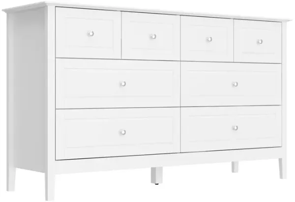 31.5 in. H x 55.1 in. W x 15.7 in. D 8-Drawer White Paint Finish Dresser Chest of Drawers Cabinet