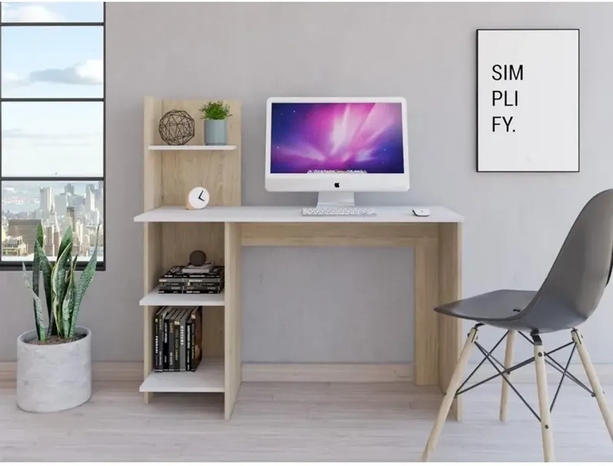 Toronto 120 Desk White-Light Oak