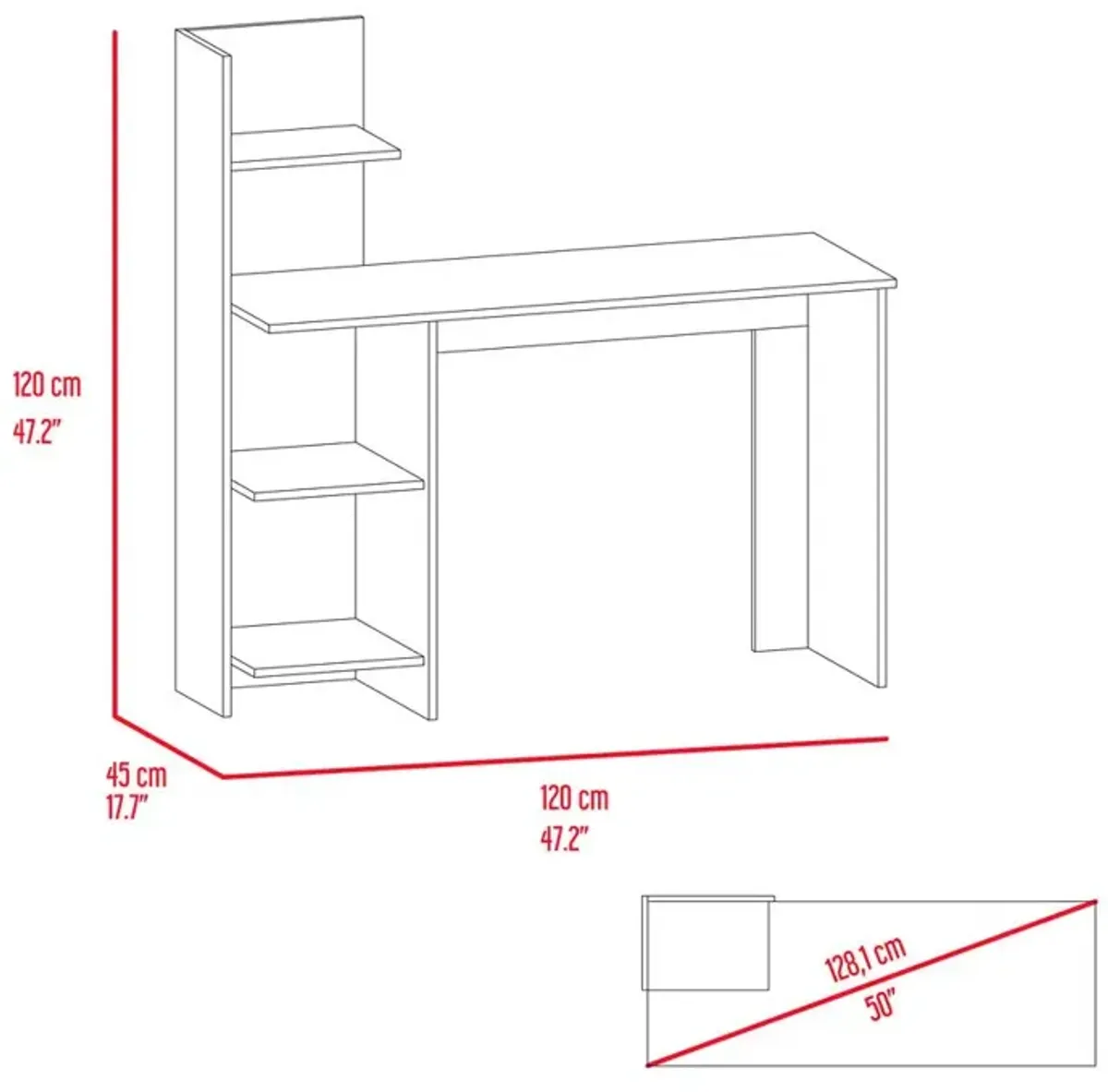 Toronto 120 Desk White-Light Oak