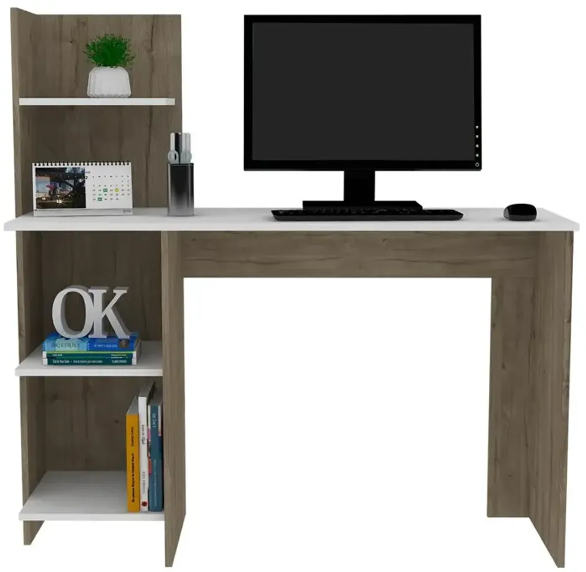 Toronto 120 Desk White-Light Oak