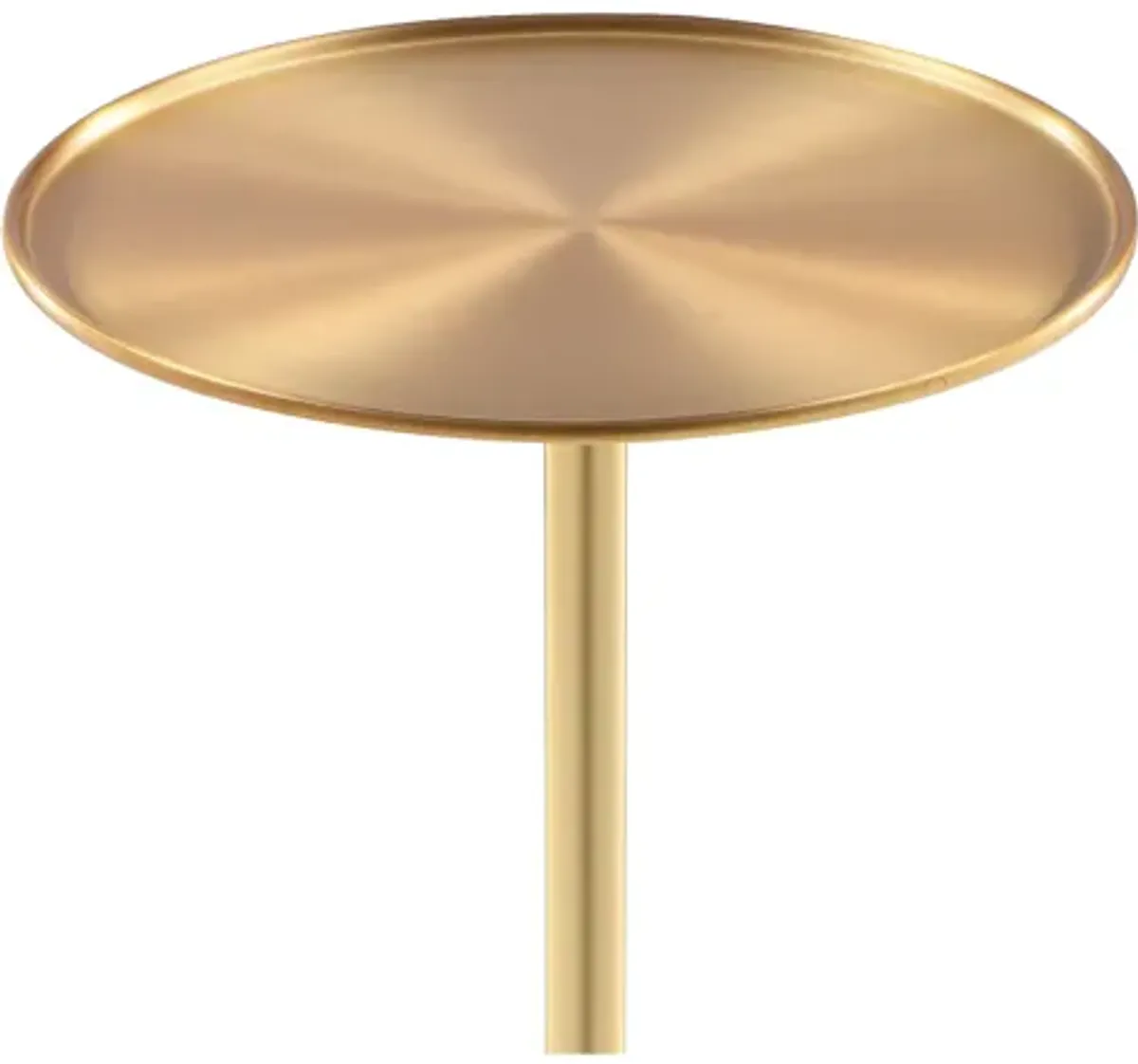 Ryan 8 Inch Side End Drink Table, Round, Tapered, Dome Base, Gold Metal - Benzara