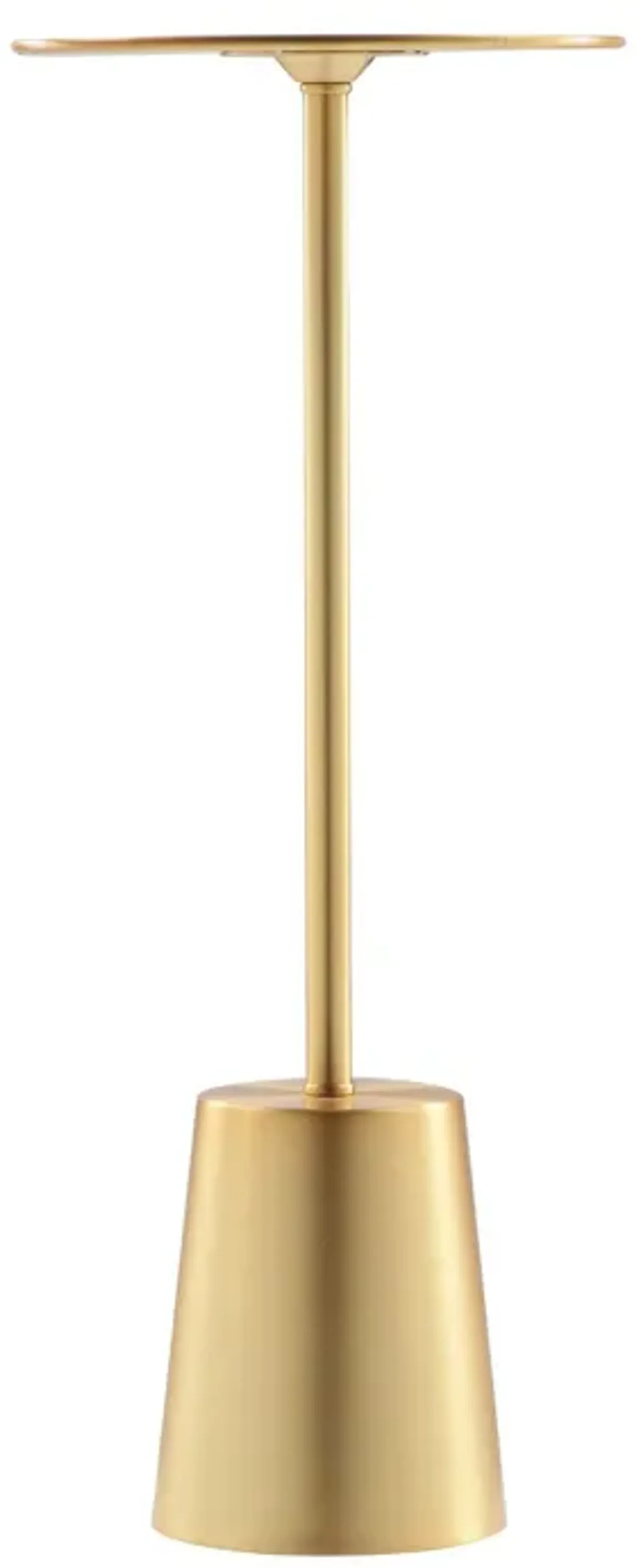 Ryan 8 Inch Side End Drink Table, Round, Tapered, Dome Base, Gold Metal - Benzara