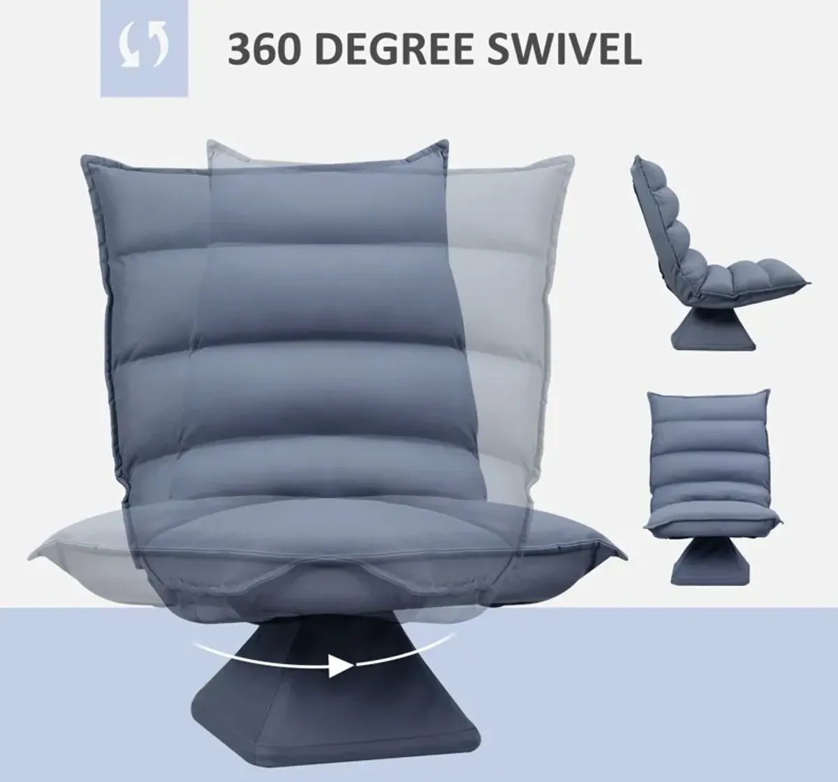 Grey Gaming Comfort: Adjustable Swivel Floor Chair with Back Support