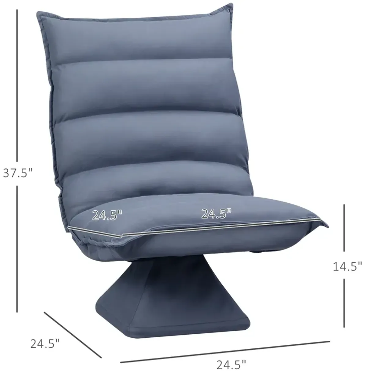 Grey Gaming Comfort: Adjustable Swivel Floor Chair with Back Support